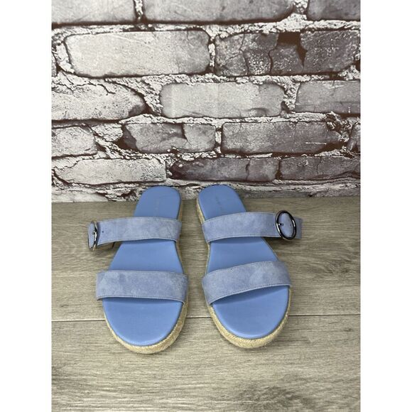 Stuart Weitzman Periwinkle Blue Suede Leather Espadrille Sandals Women Sz 6B US - Picture 16 of 16